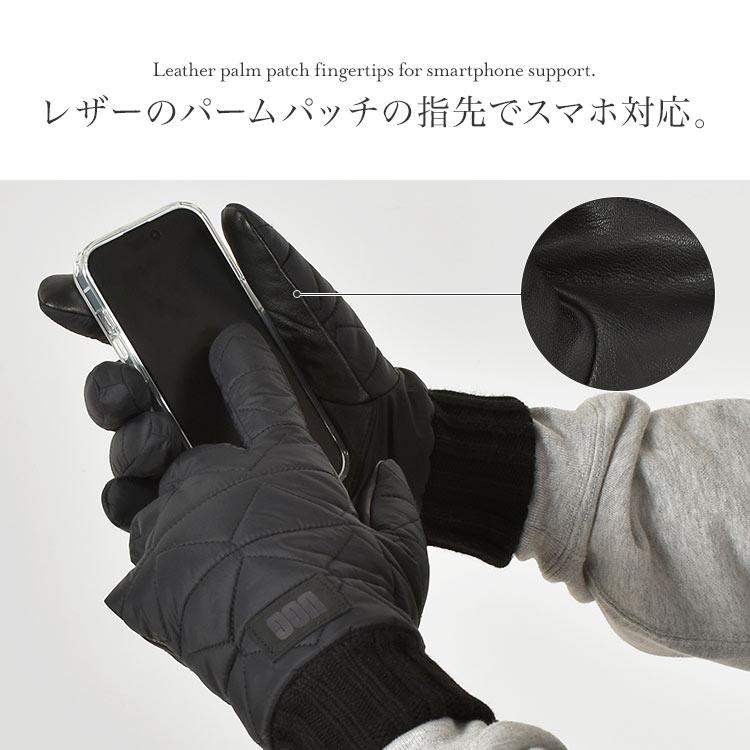 スマートフォン対応！UGGアグ メンズ手袋 黒