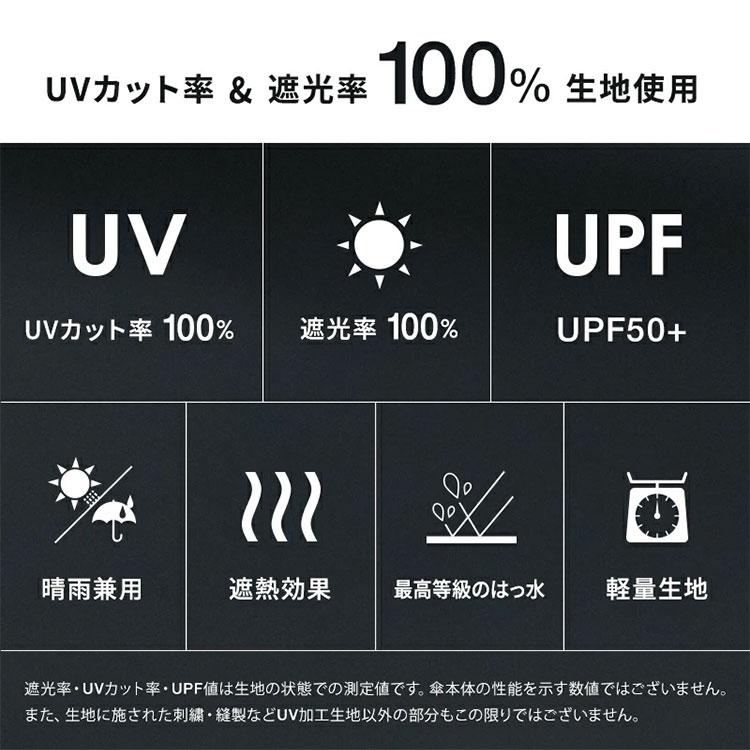 日傘 折りたたみ傘 完全遮光 自動開閉 UPF50+ Wpc. go-koh 50cm 超軽量 晴雨兼用 ワンタッチ UVカット 遮光率 100% 黒 | Wpc. | 07