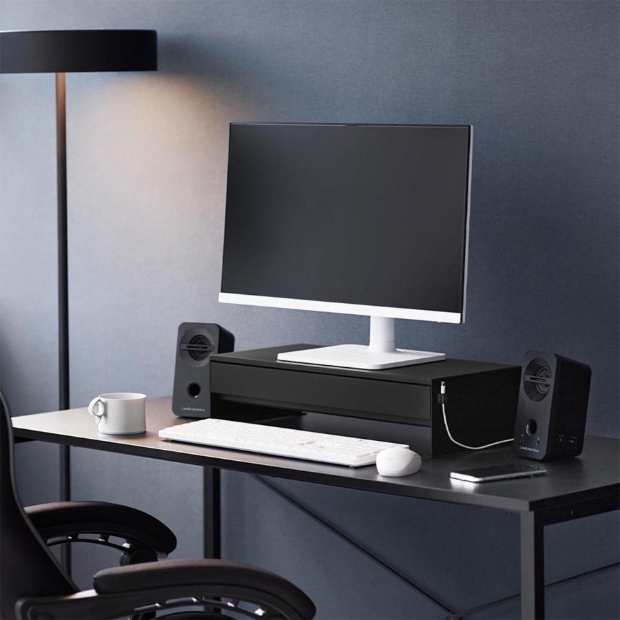 tower ゲームコントローラーも入る引き出し付きモニター台 タワー 山崎