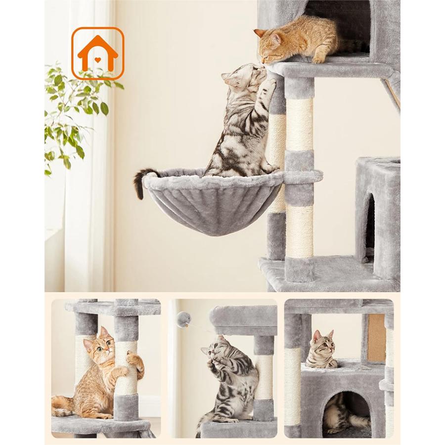 FEANDREA キャットタワー おしゃれ 大型猫 多頭飼い おすすめ 据え置き