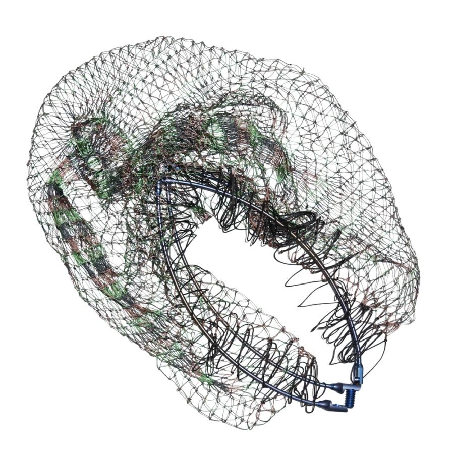 四つ折り 64チタン 40cm 玉枠+PE10号 迷彩柄 手編み網セット 陽極酸化  