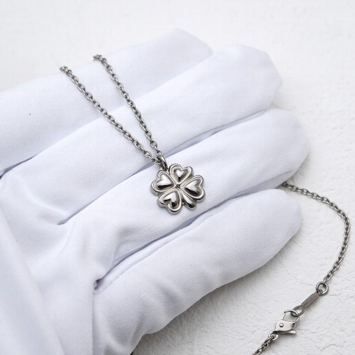 純 チタン ネックレス ペンダント トップ clover4R 女性向け レディース 金属アレルギー対応の画像