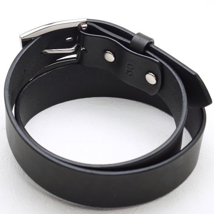 チタン バックル ベルト 幅35mm TYPE-K ブラック本革ベルト 金属アレルギー対応 下腹部 肌荒れ ベルト 日本製 made in Japan 削り出しの画像