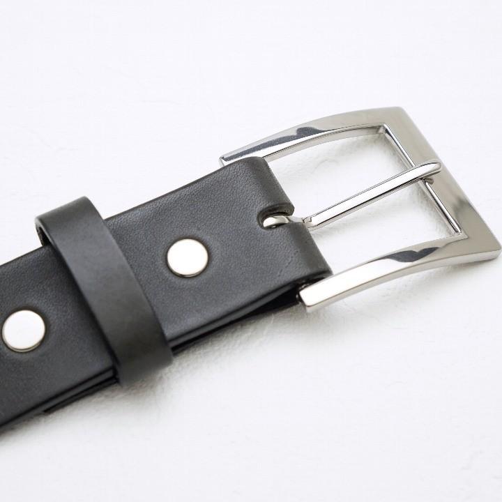 チタン バックル ベルト 幅35mm TYPE-K ブラック本革ベルト 金属アレルギー対応 下腹部 肌荒れ ベルト 日本製 made in Japan 削り出しの画像