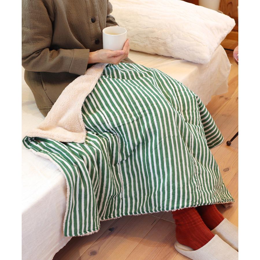 チチカカ（TITICACA） ブロックプリントストライプブランケット【WEB