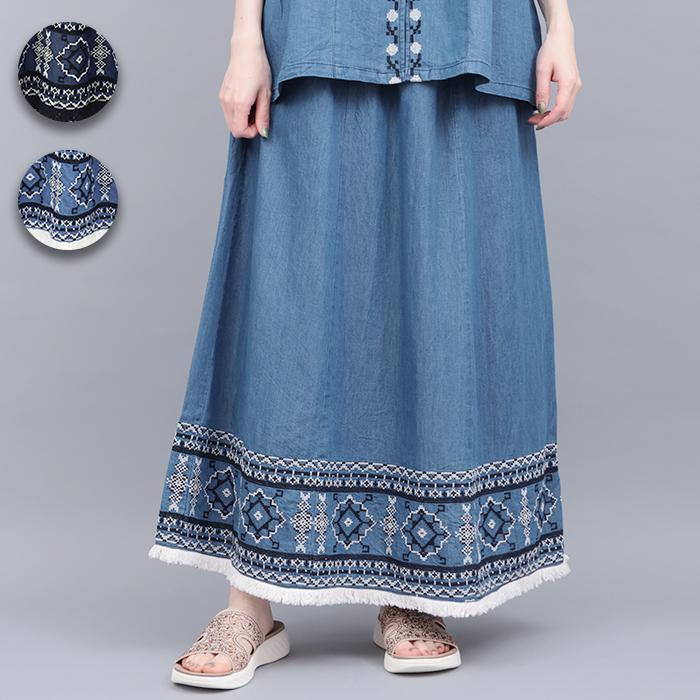 チチカカ（TITICACA） Shanti Shanti デニム刺繍スカート【WEB限定