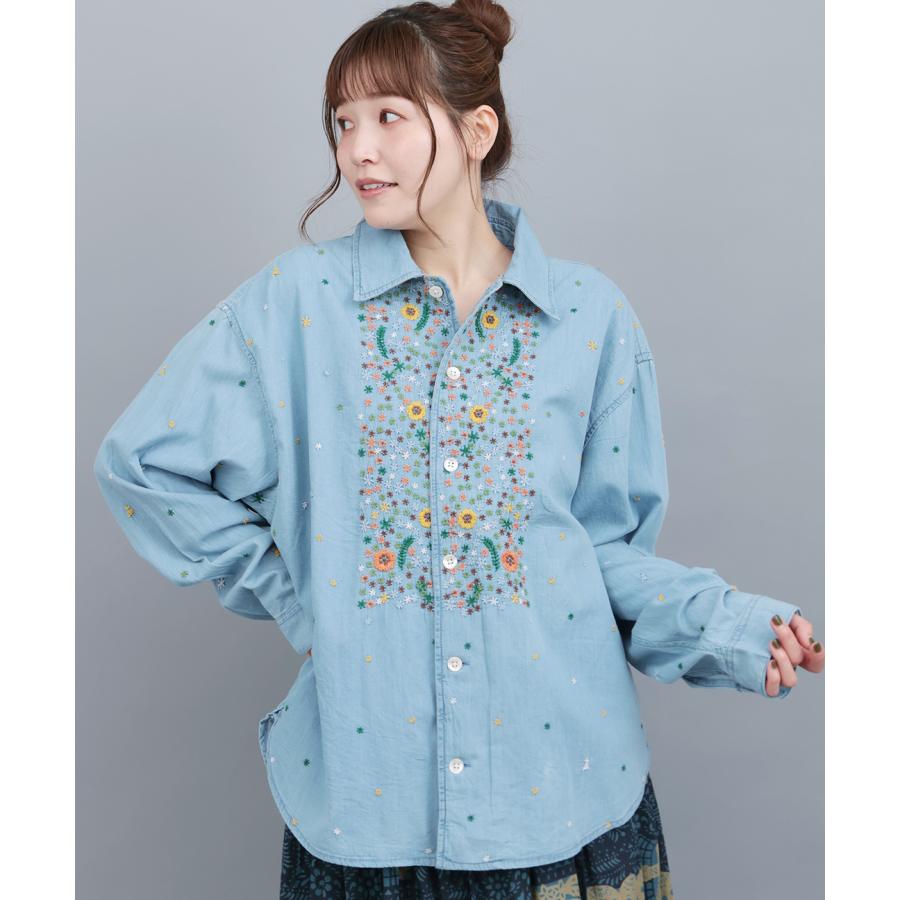 チチカカ（TITICACA） go slow caravan ライトデニムパネル刺繍シャツ