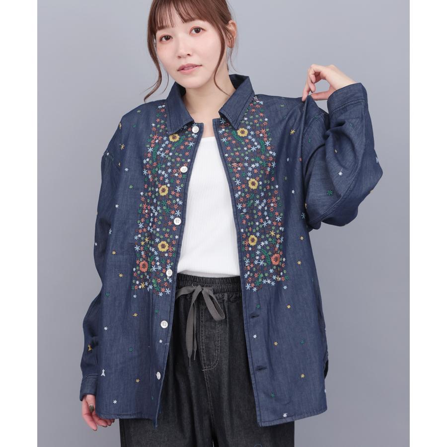 チチカカ（TITICACA） go slow caravan ライトデニムパネル刺繍シャツ