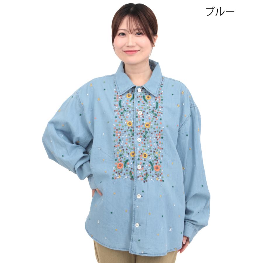 チチカカ（TITICACA） go slow caravan ライトデニムパネル刺繍シャツ