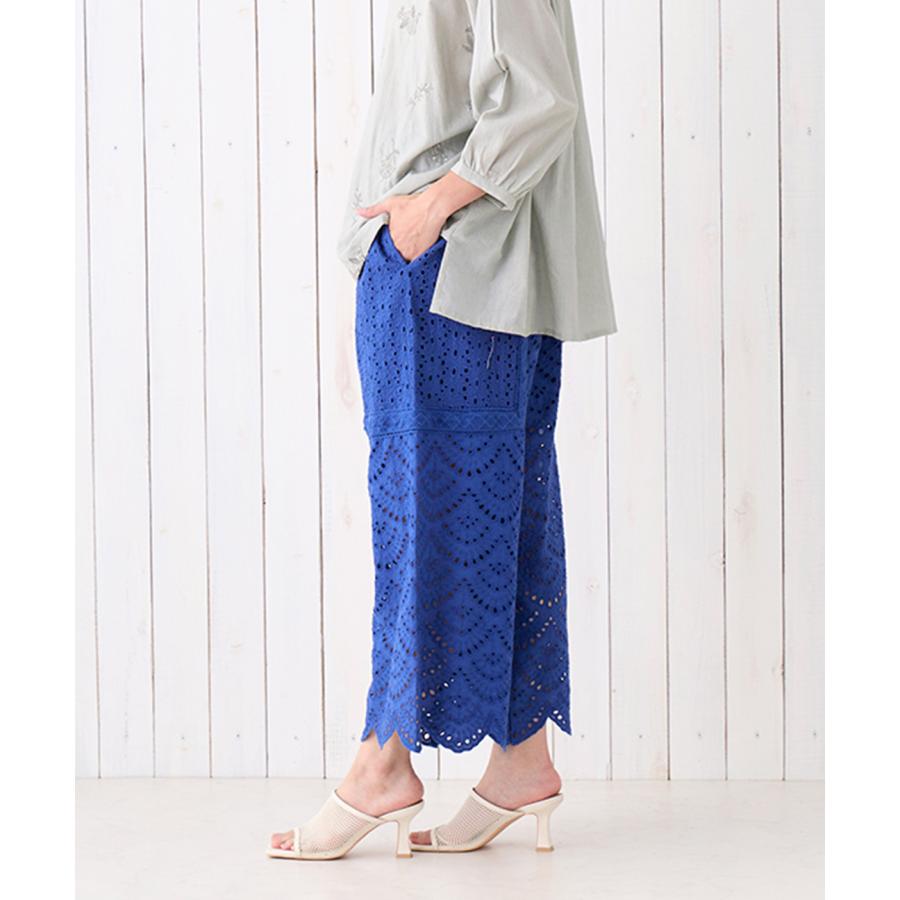 Shanti Shanti リカーモパンツ【WEB限定】 ／ ワイドパンツ レディース 春 夏 透け感 レディース ウエストゴム 裏地あり 紐 調節可能 綿100％ セットアップ os_10
