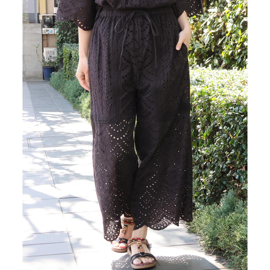 Shanti Shanti リカーモパンツ【WEB限定】 ／ ワイドパンツ レディース 春 夏 透け感 レディース ウエストゴム 裏地あり 紐 調節可能 綿100％ セットアップ os_2