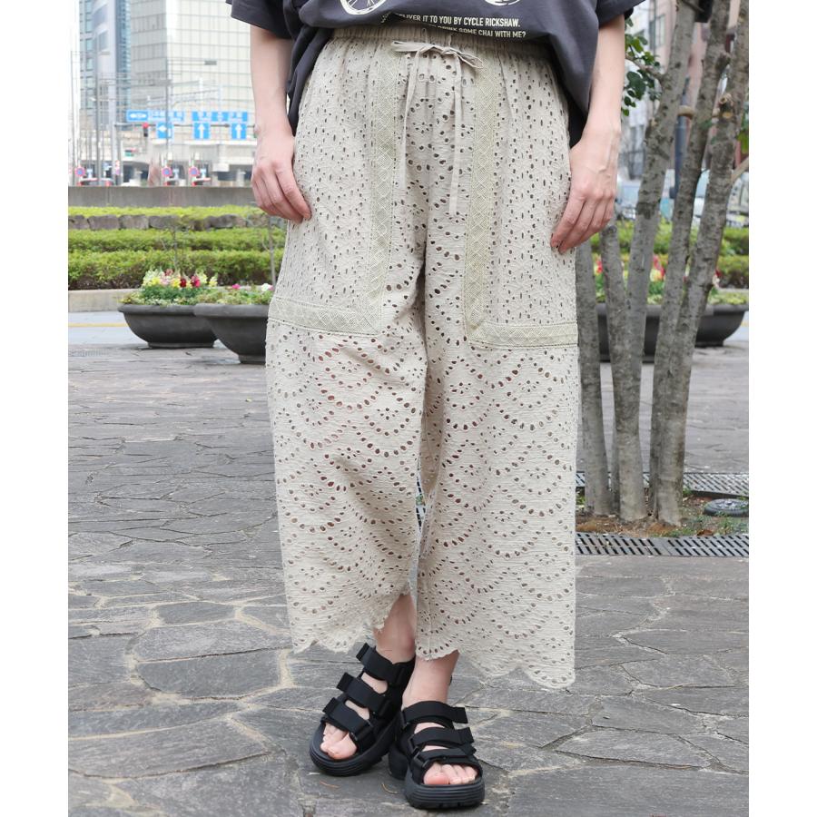Shanti Shanti リカーモパンツ【WEB限定】 ／ ワイドパンツ レディース 春 夏 透け感 レディース ウエストゴム 裏地あり 紐 調節可能 綿100％ セットアップ os_3
