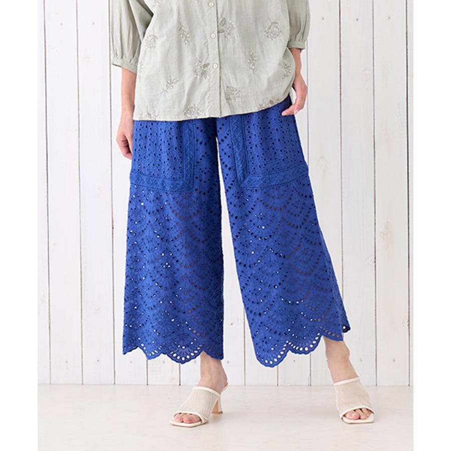 Shanti Shanti リカーモパンツ【WEB限定】 ／ ワイドパンツ レディース 春 夏 透け感 レディース ウエストゴム 裏地あり 紐 調節可能 綿100％ セットアップ os_9