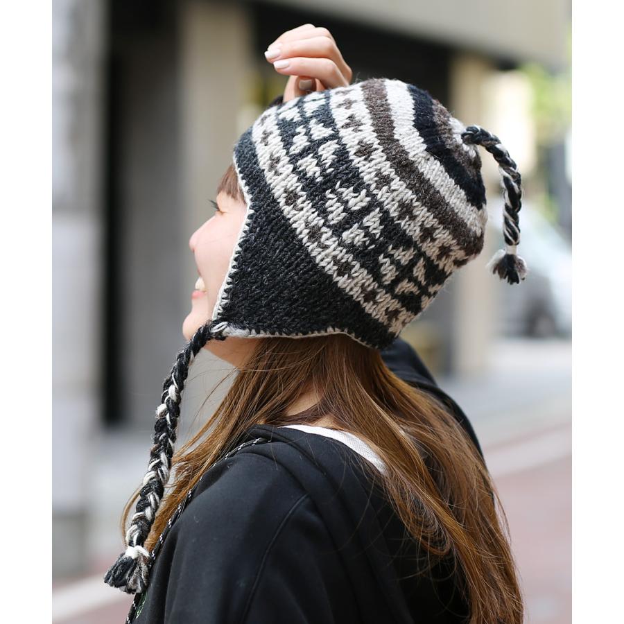FUMIE TANAKA 耳あて付きニット帽 FUMIE TANAKA ear cover knit cap ベージュ 【公式通販】