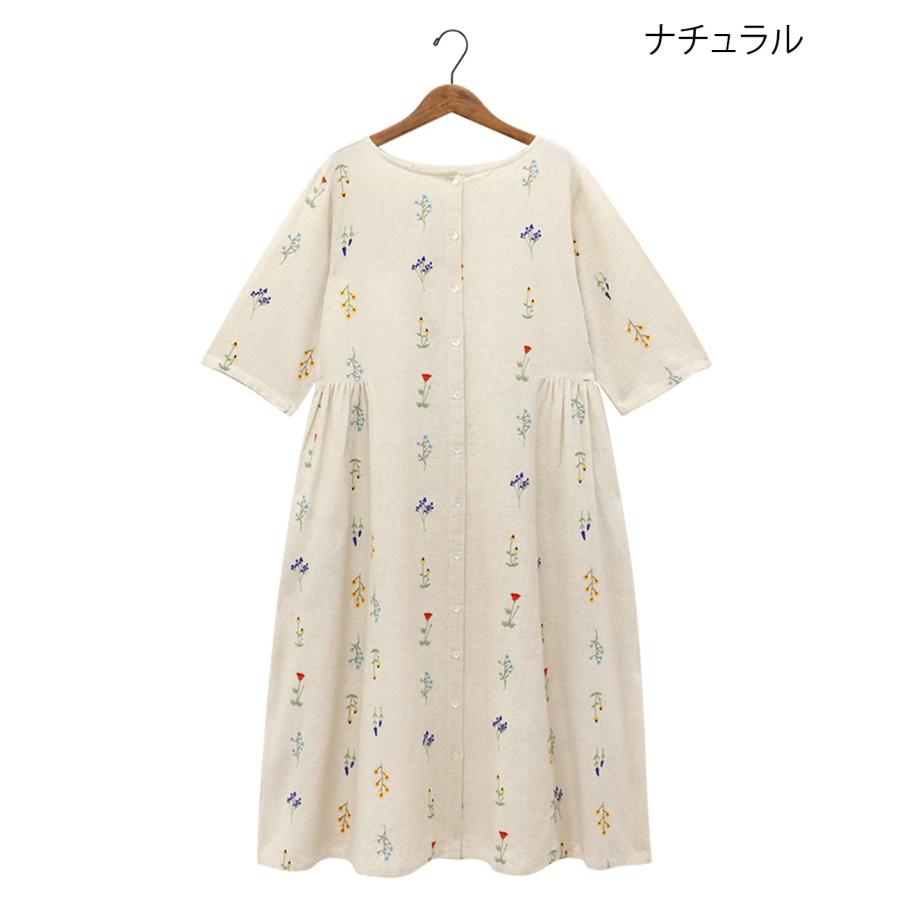 PORINA フルール刺繍綿麻ワンピース【WEB限定】 ／ ロングワンピース シャツワンピース レディース 春 夏 羽織り 花柄 刺しゅう インド コットン リネン ns｜titicaca-y｜17