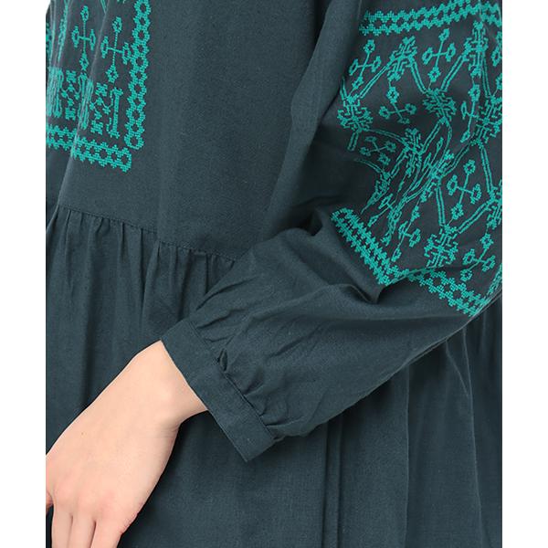 チチカカ ロングワンピース レディース 秋 冬 長袖 刺繍 刺しゅう