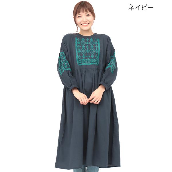 チチカカ ロングワンピース レディース 秋 冬 長袖 刺繍