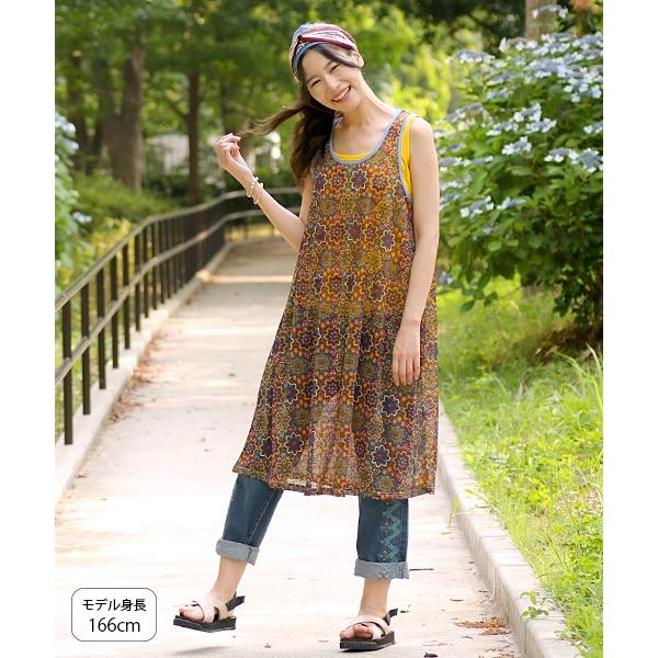 ワンピース レディース 夏 春 フレアワンピース 透け感 ひざ丈 膝丈 ノースリーブ 袖なし 花 フラワー 花柄 総柄 サークルタイルフレアワンピース Iwcba017 チチカカ Paypayモール店 通販 Paypayモール
