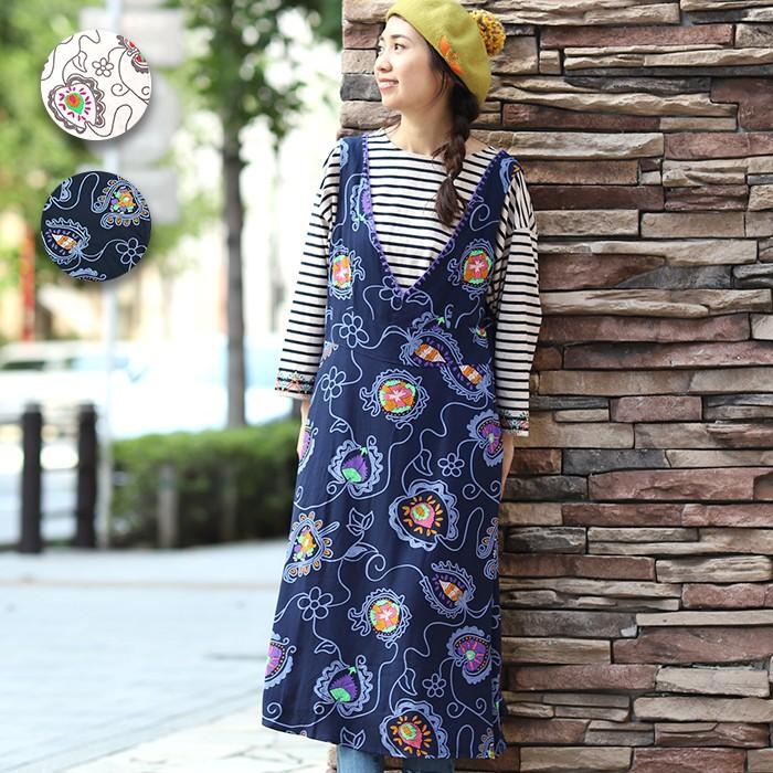 ワンピース 秋 ワンピ 秋冬 レディース Vネック 総柄 プリント レーヨン 薄手 膝丈 刺繍 ゆったり 秋冬 春 夏 ガーランドプリントワンピース Iwcca080 チチカカ Paypayモール店 通販 Paypayモール