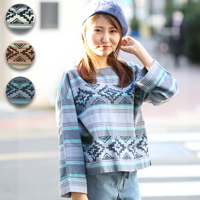 プルオーバー トップス レディース 春 夏 カットソー Tシャツ 薄手 長袖 春服 ボーダー ナバホ 柄 綿 コットン ナバホネルボーダー プルオーバー Jscba027 Jscba027 チチカカ Yahoo ショッピング店 通販 Yahoo ショッピング