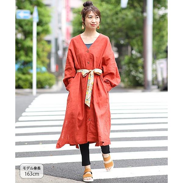 ガウン ワンピース レディース 春 夏 羽織もの アウター カーディガン 長袖 春服 リネン ベルト 柄 無地 シンプル ナチュラルリネンコットン ガウン Jscbc111 チチカカ Paypayモール店 通販 Paypayモール