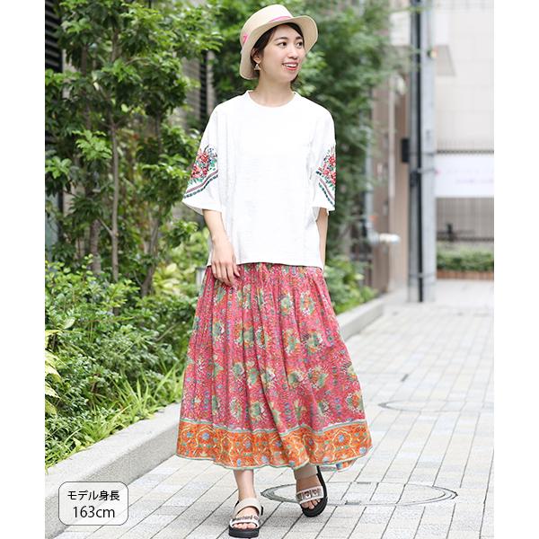 Tシャツ プルオーバー トップス カットソー レディース 春 夏 薄手 半袖 刺繍 刺しゅう プリント 花柄 綿 メキシコバンダナスリーブ プルオーバー Jscbc117 チチカカ Paypayモール店 通販 Paypayモール