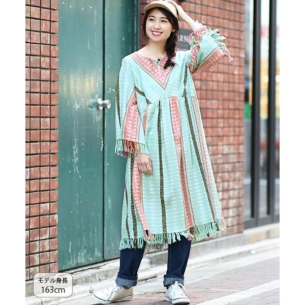 ワンピース ロングワンピース レディース 春 夏 薄手 長袖 春服 パステル ジャカード ストライプ フリンジ インド ストールジャカードワンピース Jsica064 チチカカ Paypayモール店 通販 Paypayモール