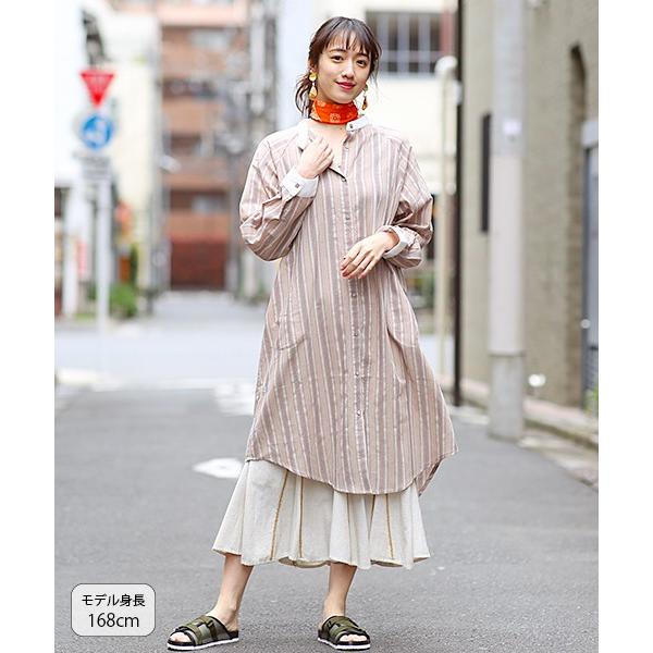 シャツワンピース ワンピース レディース 春 夏 羽織もの 長袖 春服 膝丈 ひざ丈 ストライプ ノーカラー ゆったり マルチストライプシャツワンピース Jsjbc181 チチカカ Paypayモール店 通販 Paypayモール