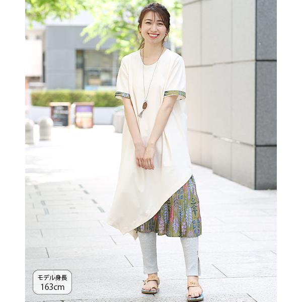 ロングワンピース ワンピース レディース 春 夏 薄手 半袖 切り替え アシンメトリー プリーツ 無地 柄 ゆったり バティックコンビワンピース Jsjbd193 チチカカ Paypayモール店 通販 Paypayモール