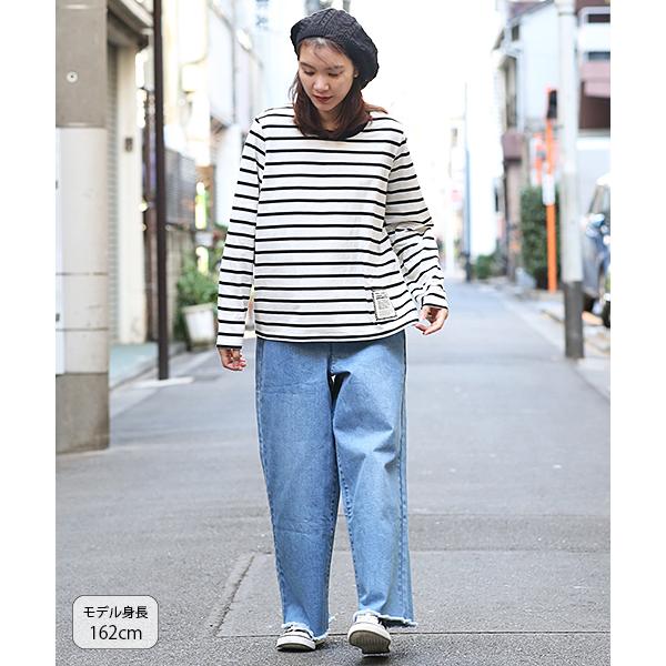 ロングtシャツ プルオーバー トップス カットソー レディース 秋 冬 長袖 ボーダー ラウンドネック 綿混 デイリー 着回し ボーダー ロングtシャツ Kscba008 チチカカ Paypayモール店 通販 Paypayモール