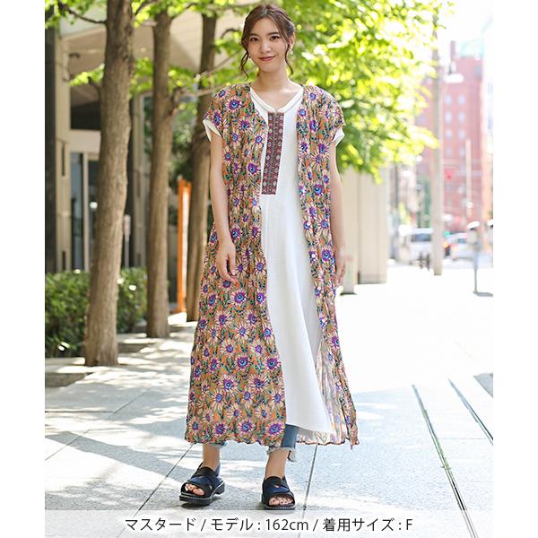 ロングワンピース 羽織もの レディース 春 夏 半袖 フレンチスリーブ 前開き ペイズリー柄 ボタニカル しわ加工 エスニックアロハ2wayワンピース Kscbd314 チチカカ Paypayモール店 通販 Paypayモール