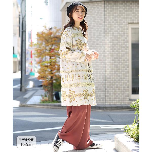 ワンピース チュニック レディース 春 夏 長袖 刺繍 刺しゅう 花柄 カジュアル ガーリー ノーカラー 綿混 絞り ドローコード ボタニカル刺繍ワンピース Ksibb074 チチカカ Paypayモール店 通販 Paypayモール