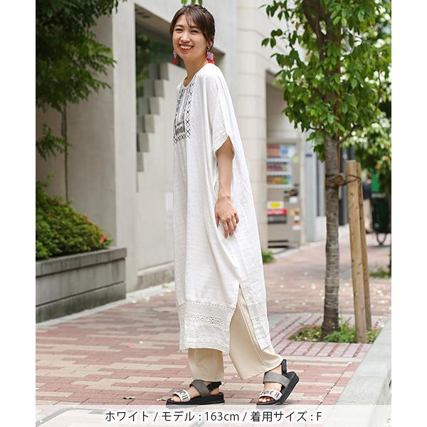 ロングワンピース レディース 春 夏 半袖 五分袖 スリット 手刺繍 綿100 コットン ハンドメイド サスティナブル エコ ハンドラクノウ 刺繍ワンピース Ksibd081 チチカカ Paypayモール店 通販 Paypayモール