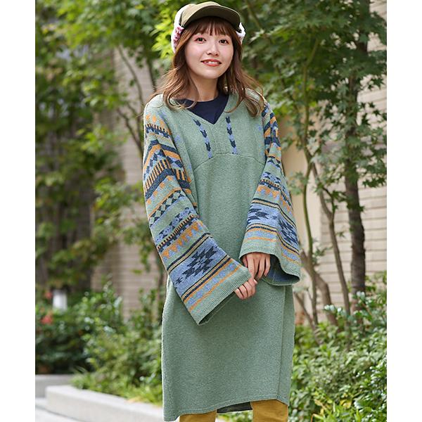 チチカカ（TITICACA） ニットワンピース レディース 秋 冬 長袖 V