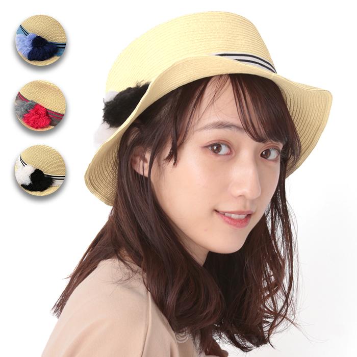 カンカン帽 ハット つば広ハット 帽子 レディース 春 夏 麦わら帽子 ポンポン タッセル 日焼け Uvケア おしゃれ かわいい ポンポンタッセルカンカン帽 Ll 3115 チチカカ Paypayモール店 通販 Paypayモール