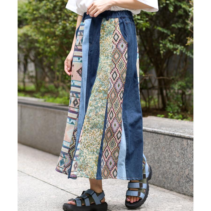 COMME des GARCONSデニムダメージパッチワークロングスカート COMME des GARCONSデニムダメージパッチワークロングスカート