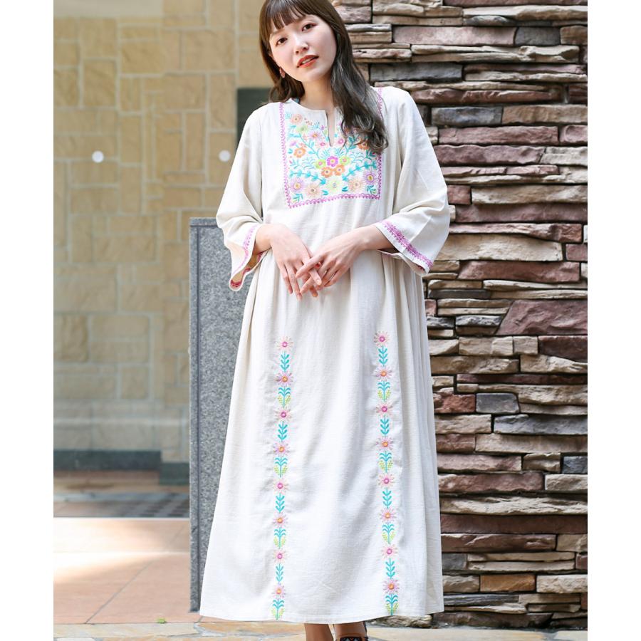 チチカカ ロングワンピース レディース 春 夏 半端袖 七分袖 チチカカ ロングワンピース レディース 春 夏 半端袖 七分袖