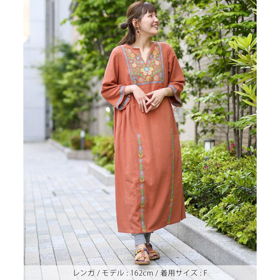 チチカカ ロングワンピース レディース 春 夏 半端袖 七分袖 チチカカ ロングワンピース レディース 春 夏 半端袖 七分袖