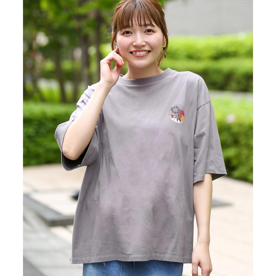 Tシャツ  ビッグTシャツ ティーシャツ トップス レディース 春 夏 半袖 半端袖 シンプル クルーネック 綿100％ コットン HANGAペイントTシャツ lsjbc149｜titicaca-y｜06