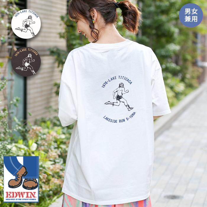 STEPMARK ステップマーク エドウィン トップス カットソー レディース メンズ 男女兼用 ユニセックス春 夏 半袖 EDWINコラボ ルチャマラソンTシャツ lsjcd406