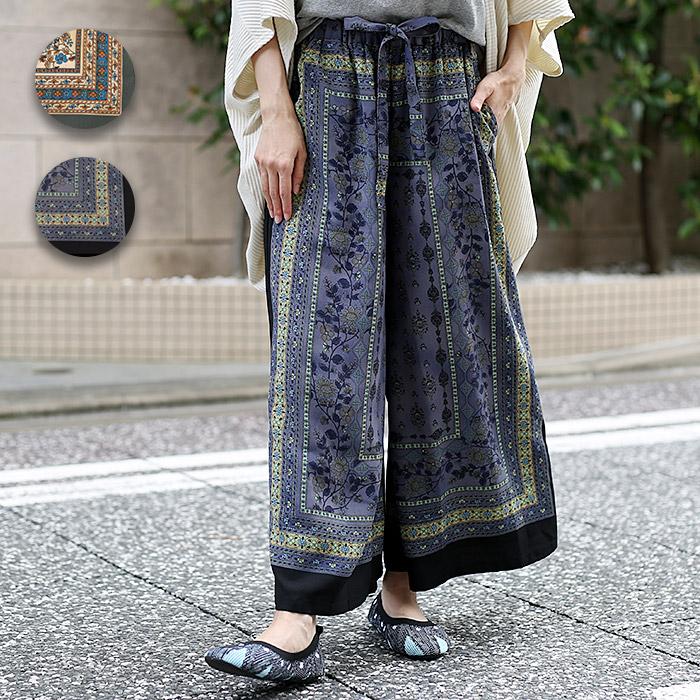 直送商品 サテンワイドパンツ 花柄 size:F i9tmg.com.br