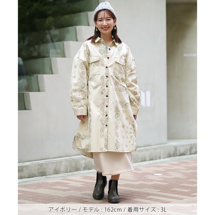 チチカカ シャツワンピース ロングシャツ 3L 15号 大きめサイズ チチカカ シャツワンピース ロングシャツ 3L 15号 大きめサイズ