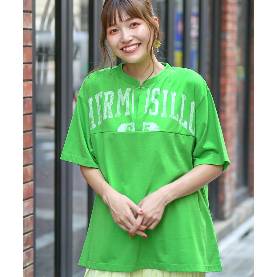 チュニック Tシャツ ティーシャツ トップス カットソー プルオーバー レディース 春 夏 半袖 プリント シンプル カジュアル ロゴデザインチュニック lwjba010｜titicaca-y｜03