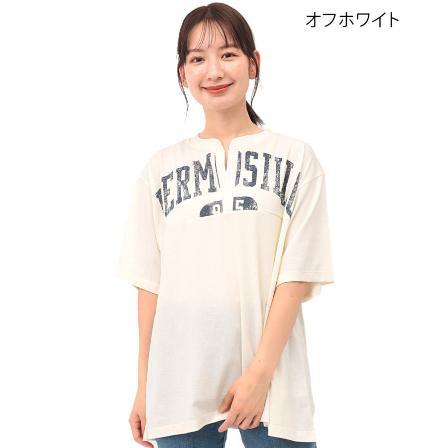 チュニック Tシャツ ティーシャツ トップス カットソー プルオーバー レディース 春 夏 半袖 プリント シンプル カジュアル ロゴデザインチュニック lwjba010｜titicaca-y｜10