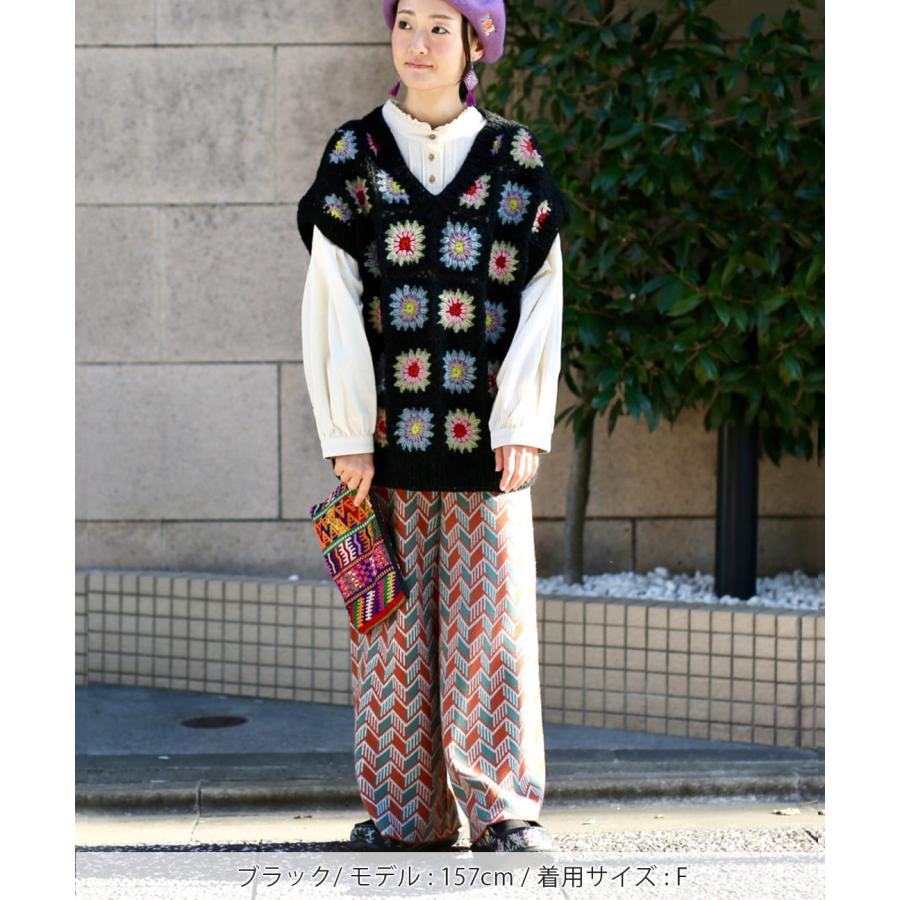 チチカカ（TITICACA） ニットベスト クロシェ 手編み ハンドメイド V