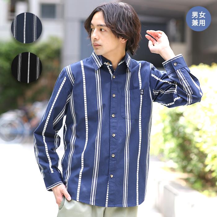 シャツ トップス 羽織もの カジュアル メンズ レディース ユニセックス 春 夏 長袖 ストライプ 幾何学 綿100 コットン ストライププリントシャツ Mksibb612 チチカカ Paypayモール店 通販 Paypayモール