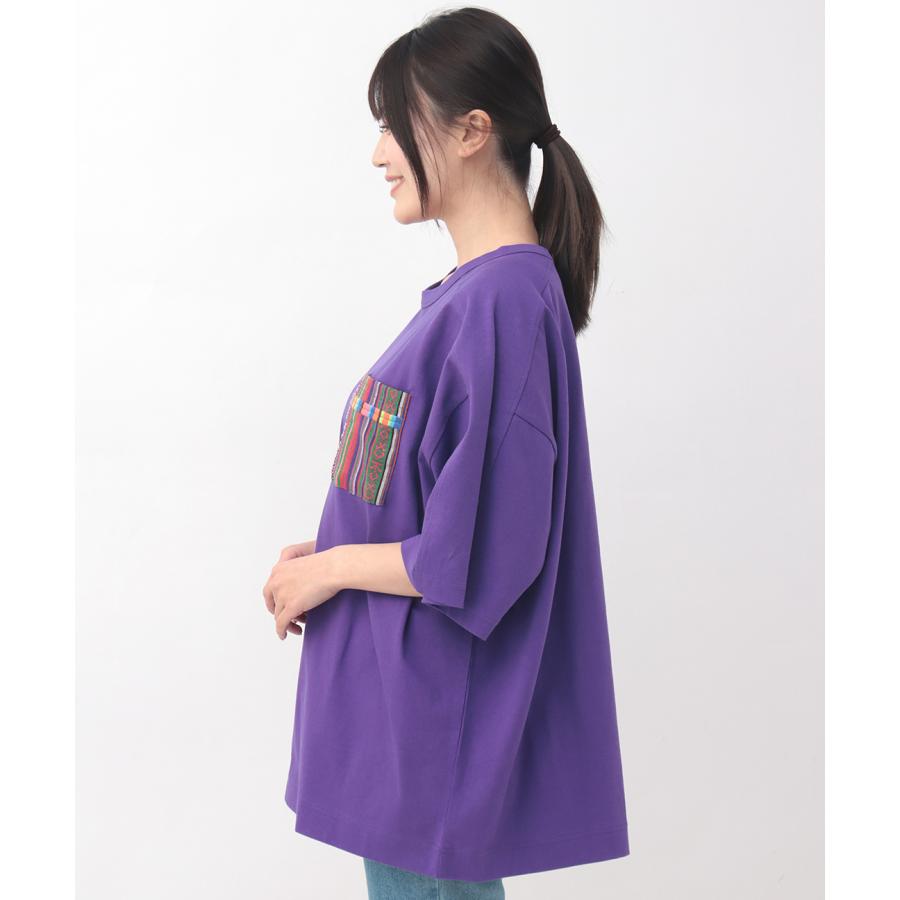 ジャカードポケットコルテ刺繍Tシャツ ／ カットソー 男女兼用 レディース メンズ 春 夏 半袖 胸ポケット コットン 綿 オーバーサイズ ワンポイント Tシャツ｜titicaca-y｜11