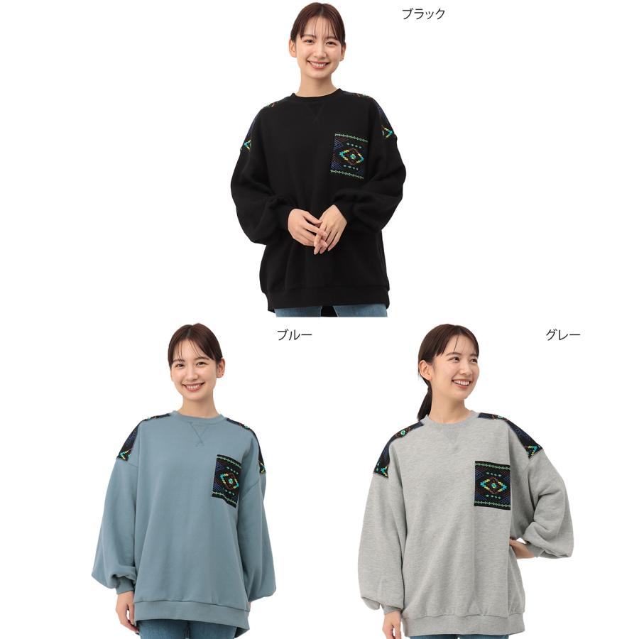 トップス / スウェット / リメイク / ネイビー / ラベンダー スウェットライクニット レディース トップス 長袖 送料無料・メール便