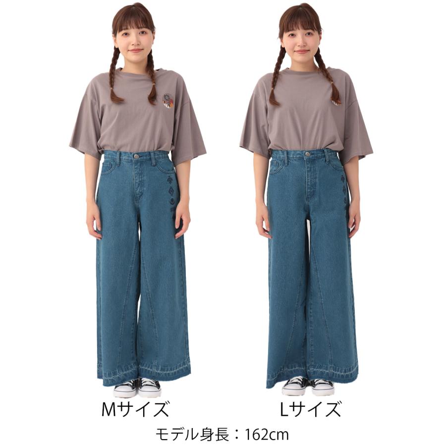 チチカカ シンボル刺繍デニムパンツ ／ ワイド ジーンズ