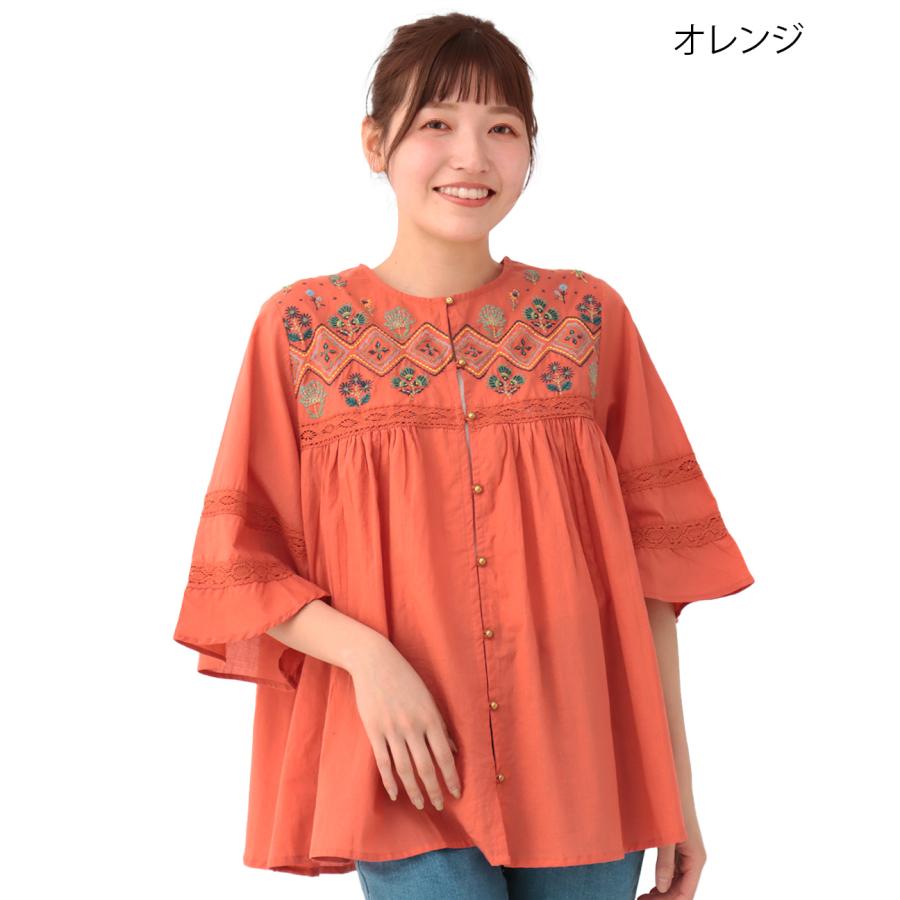 ESCADA ふんわり涼しいフレアスリーブお花刺繍コットンガーゼシャツ 楽天市場】花刺繍舞うふんわりブラウストップス シャツ ブラウス